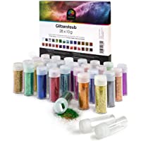 OfficeTree Purpurina Manualidades 28 Colores de 10g y 2 Tubos Vacíos - Purpurina Uñas - Purpurina para Manualidades…